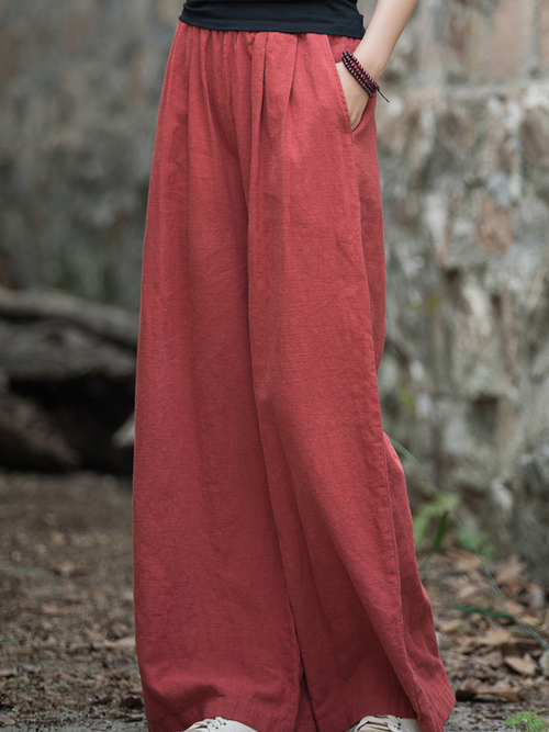 Women's Casual Summer Artistic Retro Wide-leg Loose Bottom