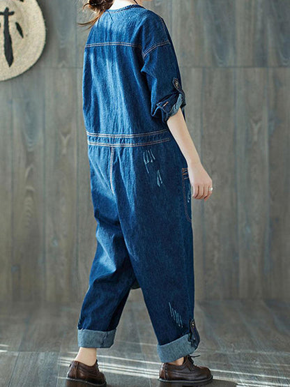 Stylish Retro Women's Denim Dungarees | Eva Trends