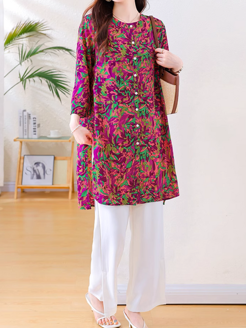 Women's Summer& Spring Stylish Floral Loose Top