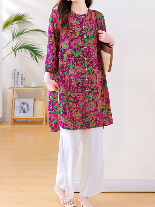 Women's Summer& Spring Stylish Floral Loose Top