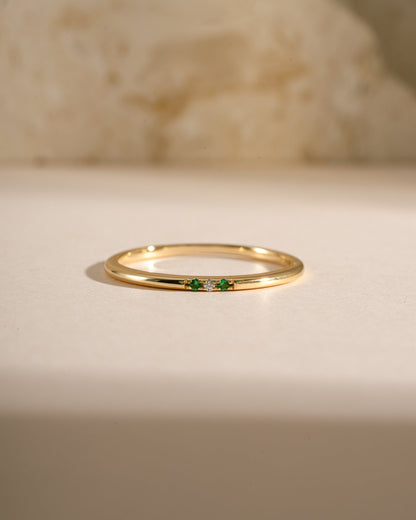 Emerald 3 Stone Diamond Ring
