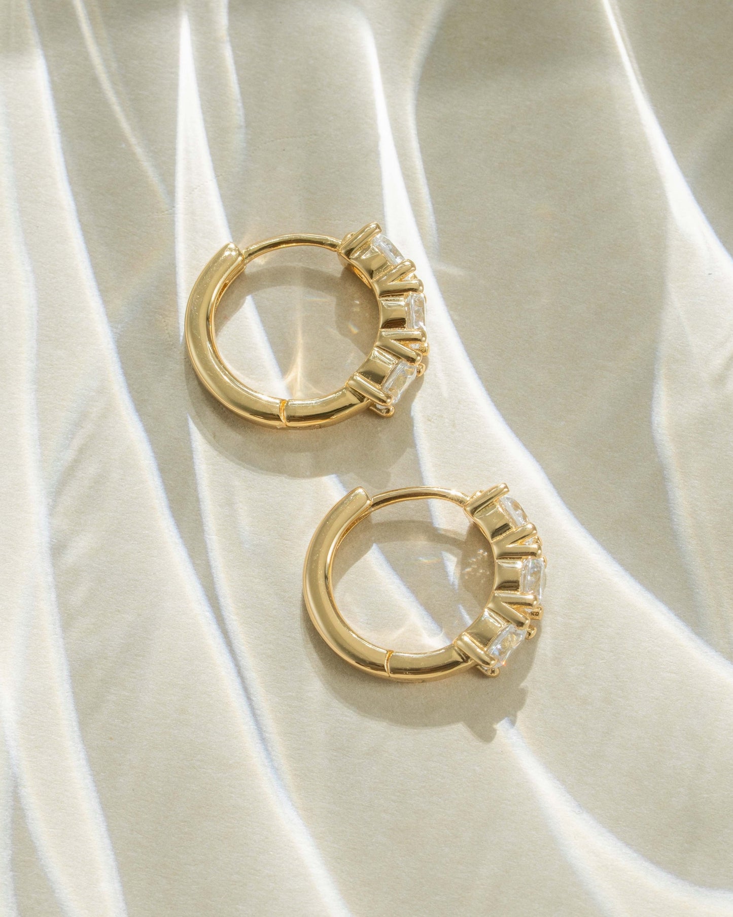 Bella 3 Stone Huggie Hoops
