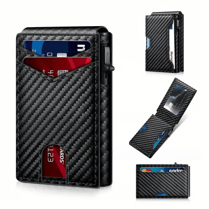 üí•üéÅ Slim Wallet for Men with Pop-Up Aluminum Case, RFID Blocking  Minimalist Leather Bifold Card Holder