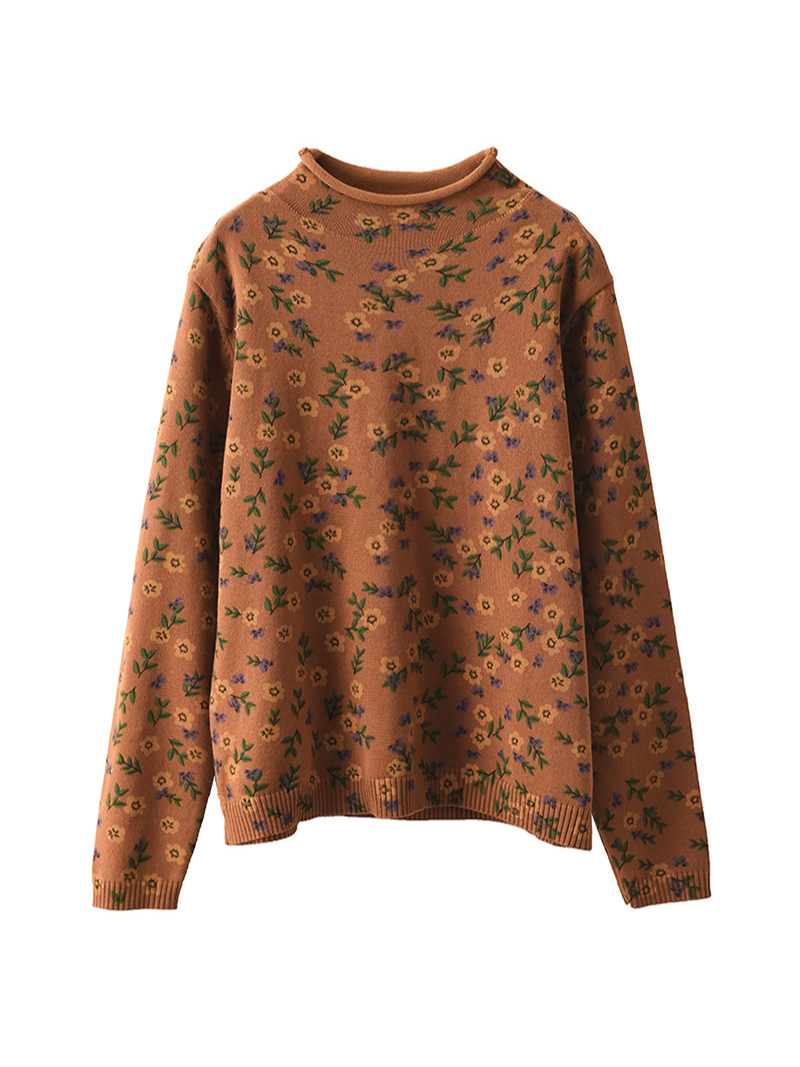Stylish Women's Floral Knitted Loose Sweater | Eva Trends