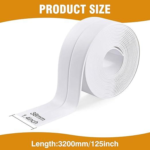 Waterproof Acrylic Caulk Tape ‚Äì 2 Rolls, Cuttable, 10.5ft x 1.4in, with Sealing Tool ‚Äì For Bath, Toilet, Sink & Kitchen
