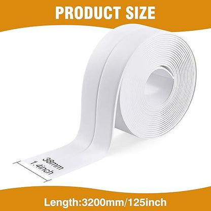 Waterproof Acrylic Caulk Tape ‚Äì 2 Rolls, Cuttable, 10.5ft x 1.4in, with Sealing Tool ‚Äì For Bath, Toilet, Sink & Kitchen