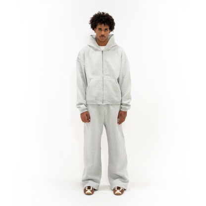 350 GSM 'Heather Grey' Zip-Up Hoodie