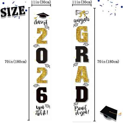 üéìClass of 2026 Graduation Banner 11.8" x 70.87" | Congrats Grad Front Door Porch Decor for Graduation Party (‚ú®Set of 2)