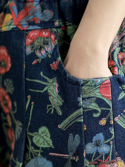 Women's Casual Elegance Perfected by Flowers Printed Bottom