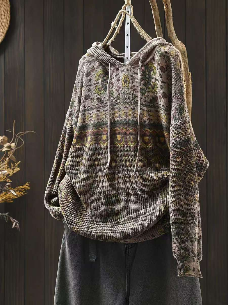 Women's Classic Comfy Winter Hooded Elegant Color Sweater