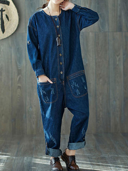 Stylish Retro Women's Denim Dungarees | Eva Trends