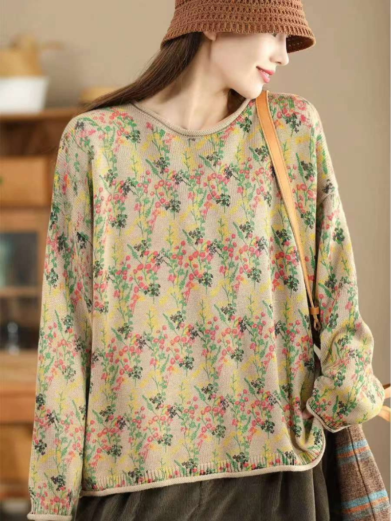 Women's Modern & Stylish Crew Neck Hooded Loose Printed Sweater