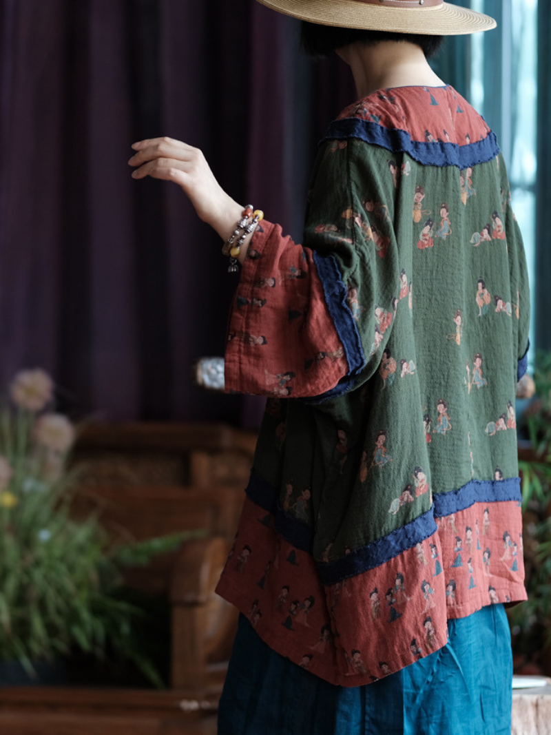 Elegant Retro Printed Loose Summer Top | Eva Trends