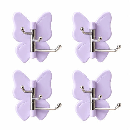 4-Pack Rotating Butterfly Adhesive Wall Hooks ‚Äì No-Drill Towel & Key Organizer