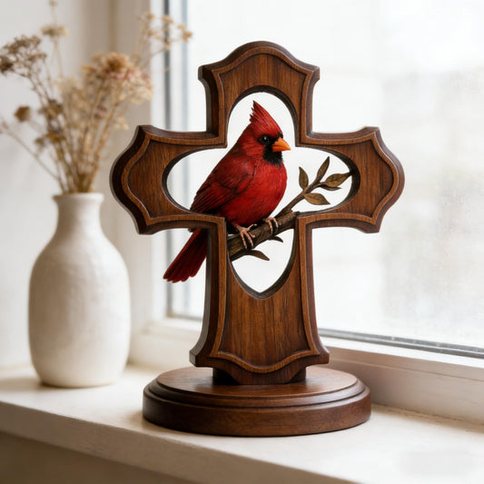 ‚ù§Ô∏è‚úùÔ∏èHandcrafted Cardinal Cross Ornament