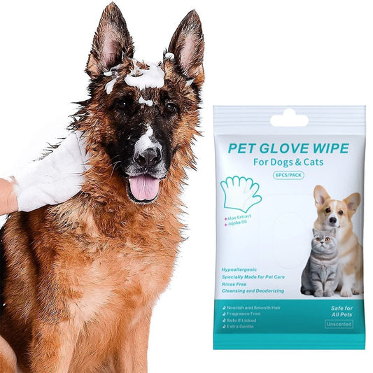 üî•Rinse-Free Dog Shampoo Mitts ‚Äì Hypoallergenic Pet Bath Wipes, 6 Packs