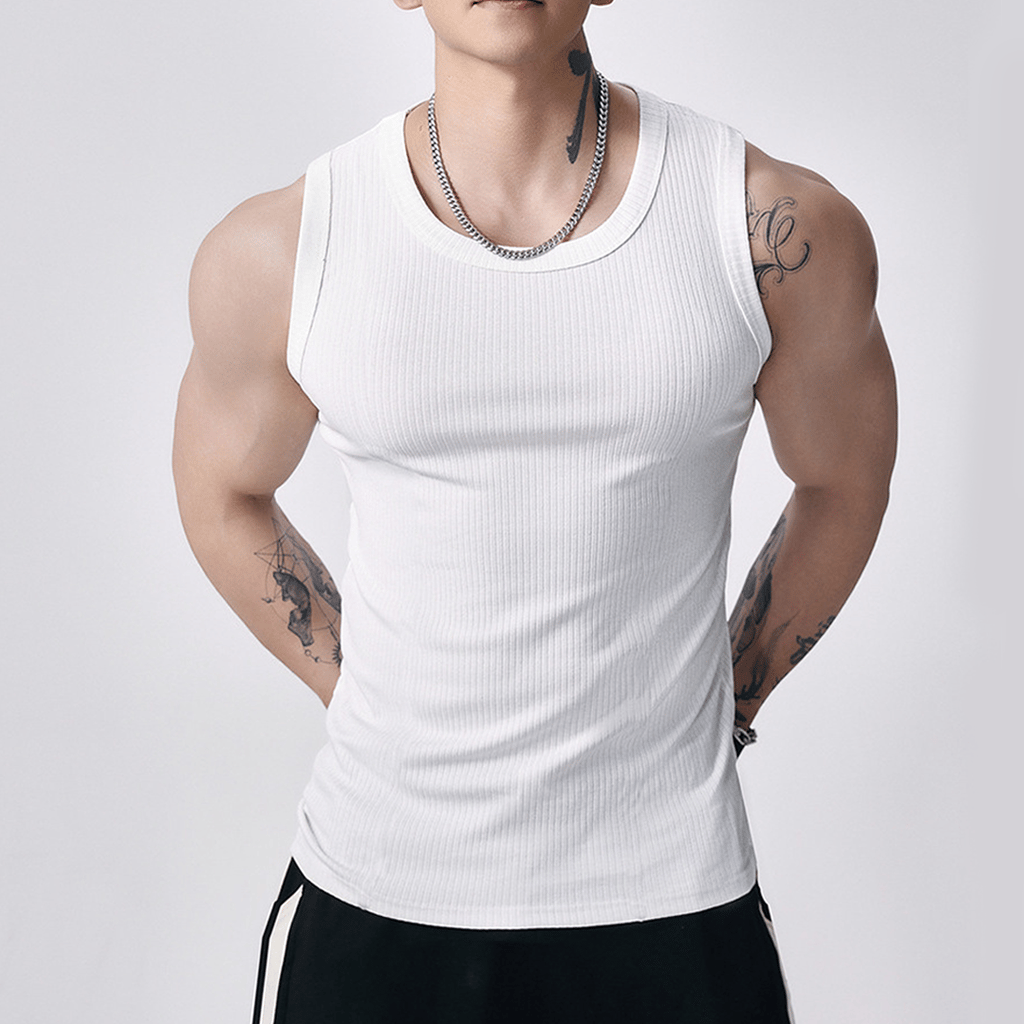 üî•Men's  Wide Strap Ribbed Tank Top