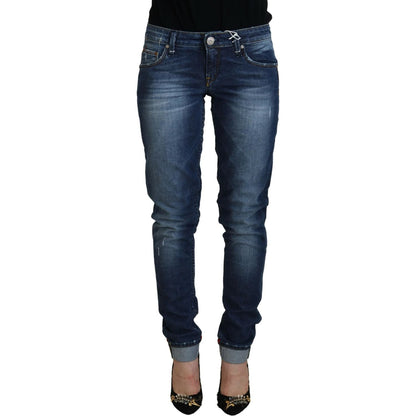 Acht Blue Washed Cotton Slim Fit Women Denim Jeans