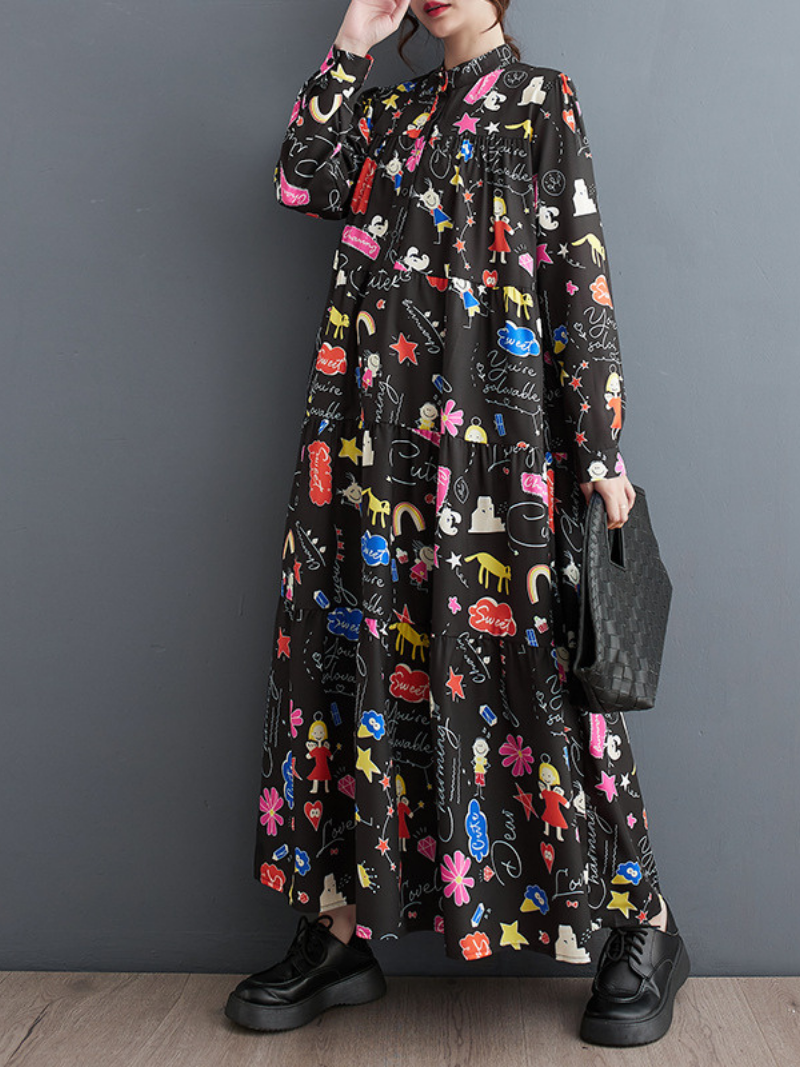 Trendy Women's Printed Button Up Midi Smock Dress | Eva Trends