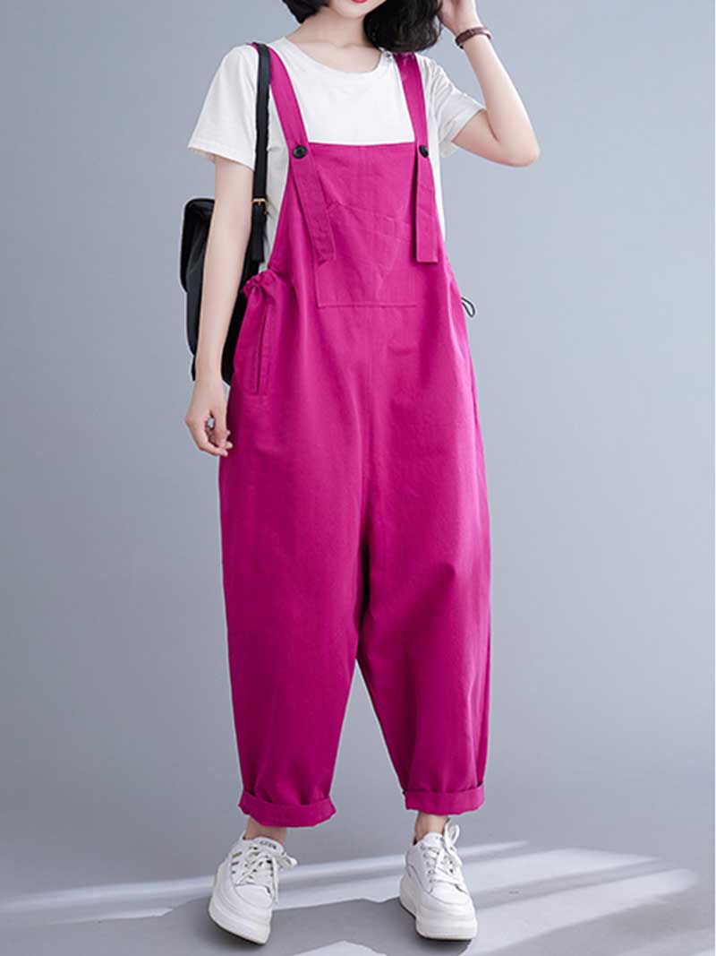 Plain Cotton Salopette Dress - Comfort & Style | Eva Trends