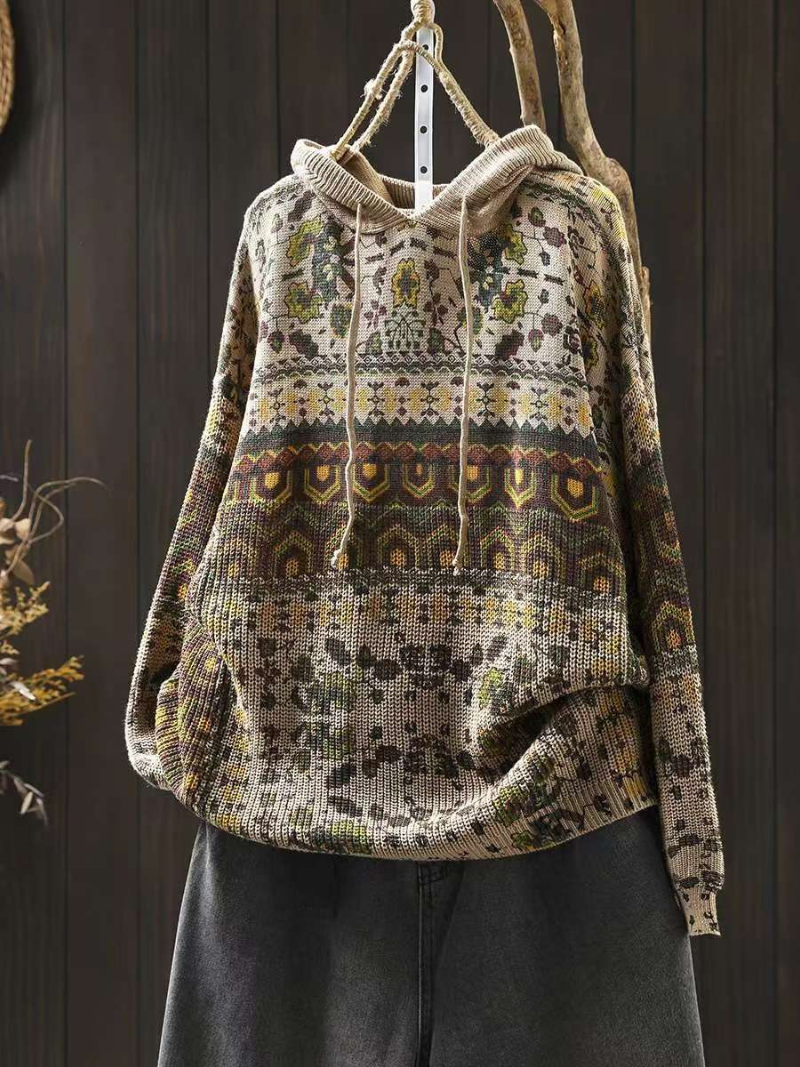 Women's Classic Comfy Winter Hooded Elegant Color Sweater