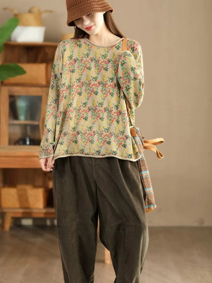 Women's Modern & Stylish Crew Neck Hooded Loose Printed Sweater