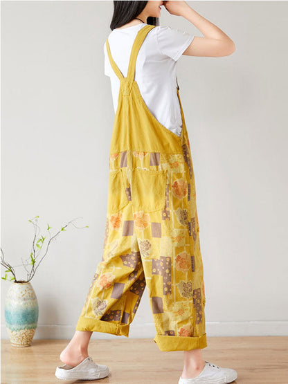 Patchwork Floral Cotton Overall Dungarees