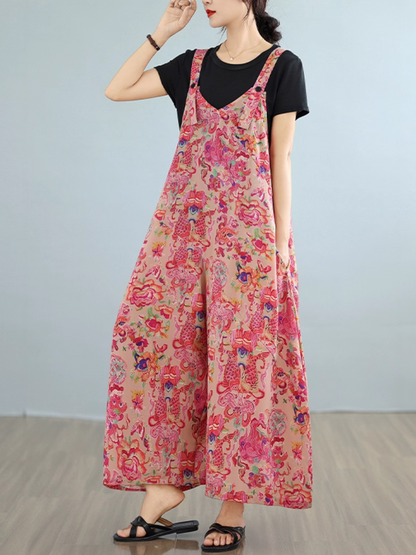 Breezy Floral Printed Loose Overalls for Women | Eva Trends