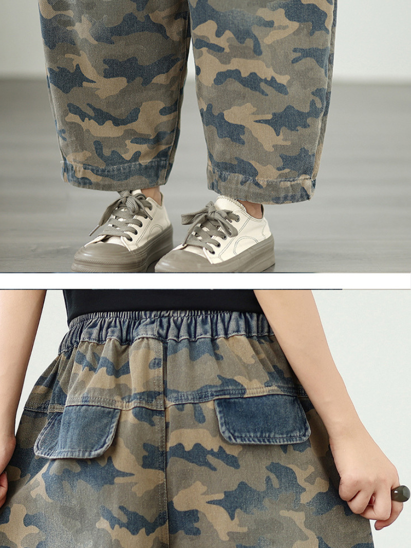 Women's Summer Retro Cool & Comfy Multi-Pockets Printed Bottom