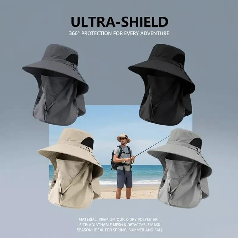 üåûSpring/Summer Fisherman's Hat Detachable Outdoor Sun-Protective Face CoveringüèïÔ∏è (Adjustable & Lightweight Comfort & Unisex Fit)
