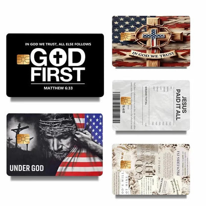 üí≥‚úùÔ∏è Faith & Patriot Card Sticker Set ‚Äì Inspirational Credit Card Stickers with Cross & Scripture Designs