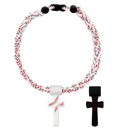 ‚úùÔ∏è‚öæTriple-Rope Tornado Baseball Necklace ‚Äì Cross Charm Pendant with "I CAN DO ALL THINGS PHL4:13"