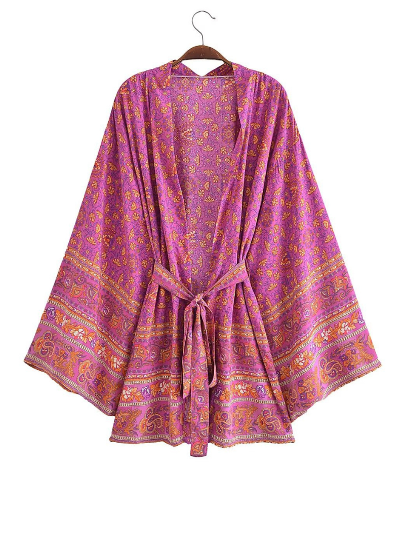 Women's Short Kimono Jacket. Short Kimono Robe. Bohemian Print Kimono