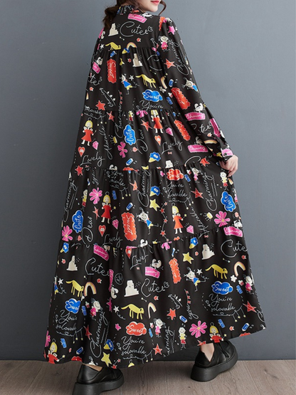Trendy Women's Printed Button Up Midi Smock Dress | Eva Trends