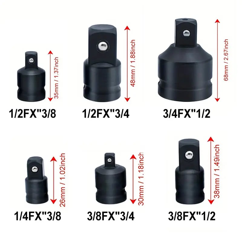 Dailyardtool¬Æ 6-Piece Impact Socket Adapter Set | Cr-V Steel SAE Adapter Conversion Kit