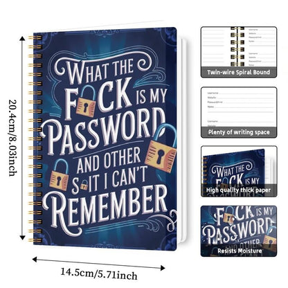 üìÖFunny Password Notebook - Spiral Bound with Lock Icons & Funny Security Phrases‚úçÔ∏è