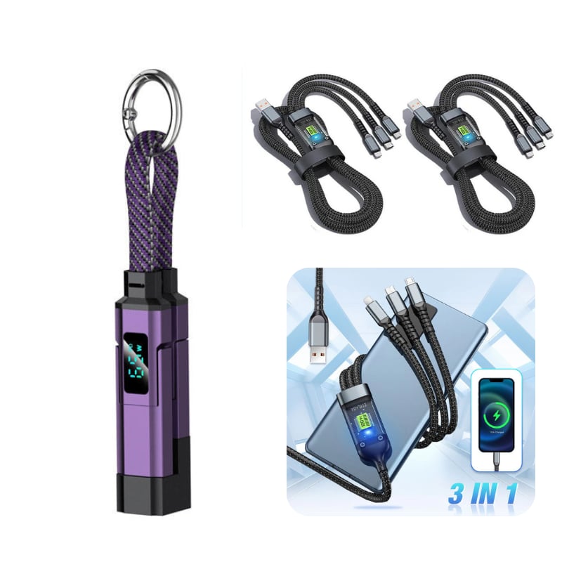 üî•Limited Time SALE 40% OFFüî•4-in-1 Digital Display Keychain Charging Cable