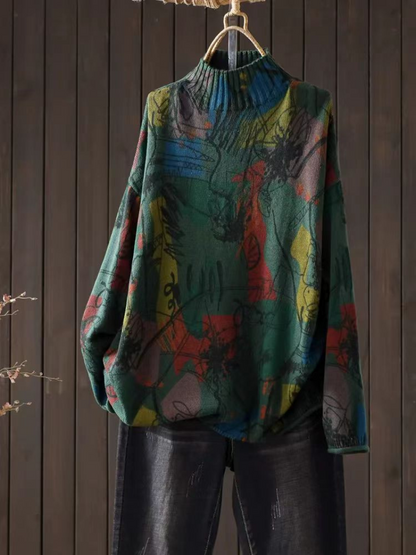 Women's Trendy and Stylish Layered Turtleneck Loose Hood Sweater