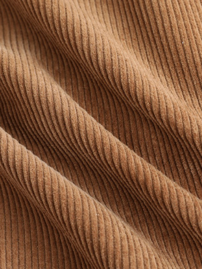 Female Sleeveless Thin Line Loose Striped Velvet Mid-Length Corduroy A-Line Dress