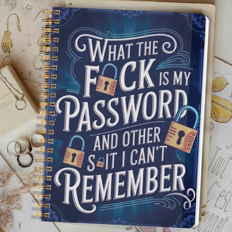 üìÖFunny Password Notebook - Spiral Bound with Lock Icons & Funny Security Phrases‚úçÔ∏è