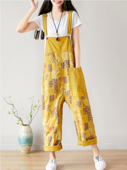 Patchwork Floral Cotton Overall Dungarees