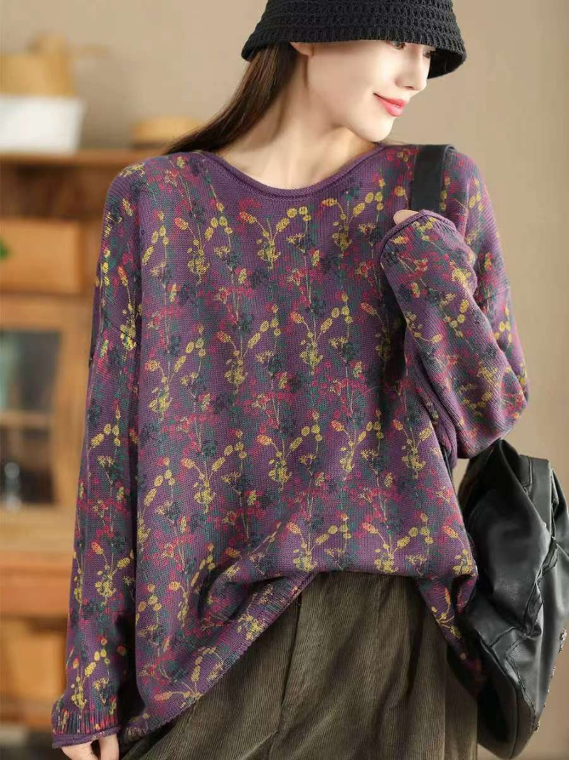 Women's Modern & Stylish Crew Neck Hooded Loose Printed Sweater