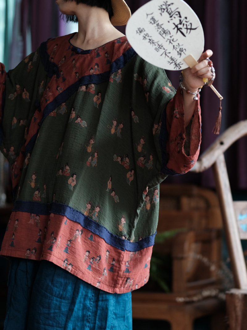 Elegant Retro Printed Loose Summer Top | Eva Trends