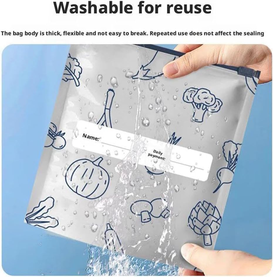 üéÅüî•10-Pack Reusable Foil Vacuum Zipper Sealable Storage Bags Labelled Fridge Order Relief