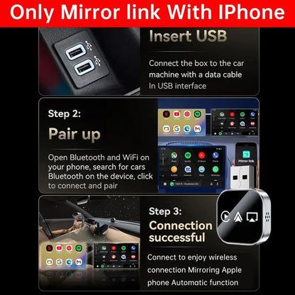 üì∂  2026 Upgrade 3 in 1 Screen Mirror iOS Phone, wired to wireless Carplay adapter