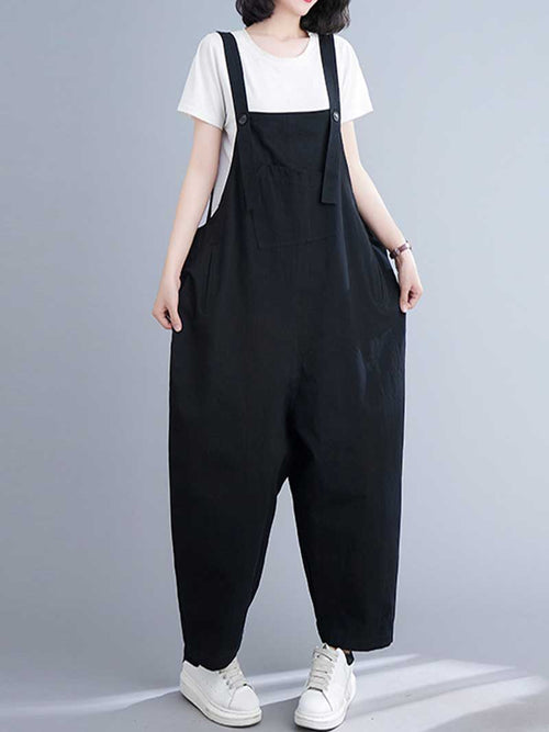 Plain Cotton Salopette Dress - Comfort & Style | Eva Trends