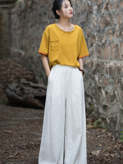 Women's Casual Summer Artistic Retro Wide-leg Loose Bottom
