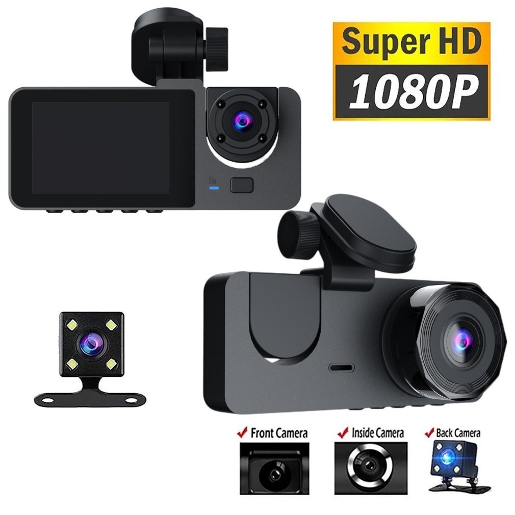 Dailyardtool¬Æ HD 1080P Dashcam with Three Lenses, Loop Recording and 3.5-inch IPS Screen