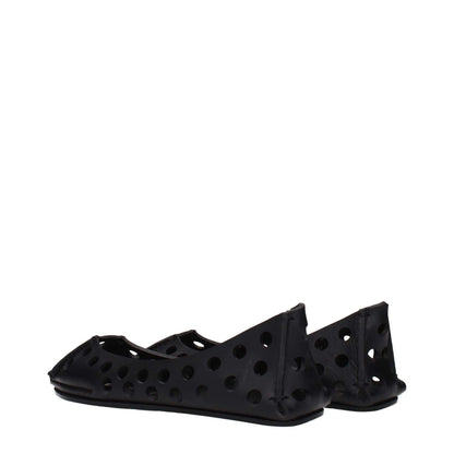 Alaïa Black Leather Ballet Flats