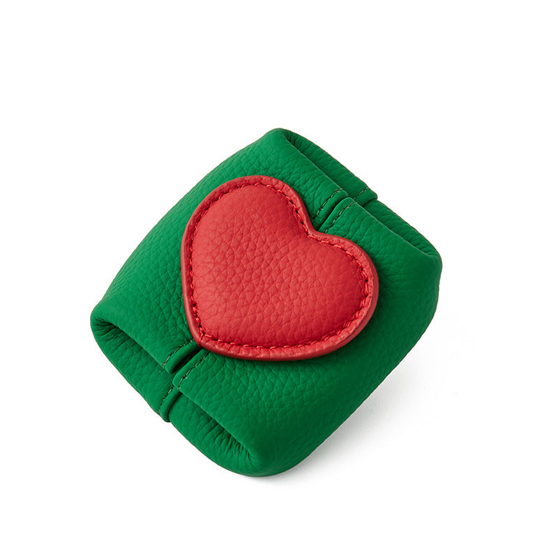 Top-Grain Leather Mini Wallet with a Hint of Heartüíù